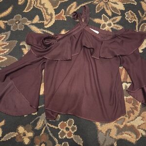 LOFT Burgundy Off-Shoulder Blouse